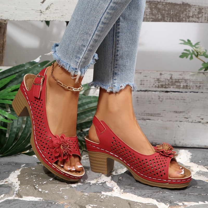 Women Chunky Heel Sandals Summ - Ankle Strap Heels ulasan dan harga