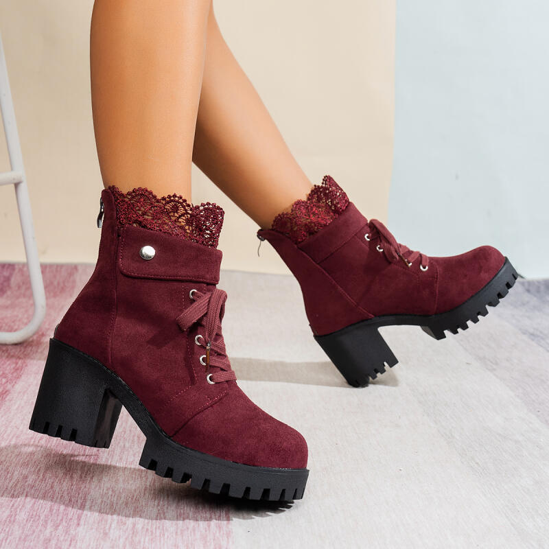 Sexy Lace Patchwork Thick Bott - Women'S Shoes Red Bottoms ulasan dan harga