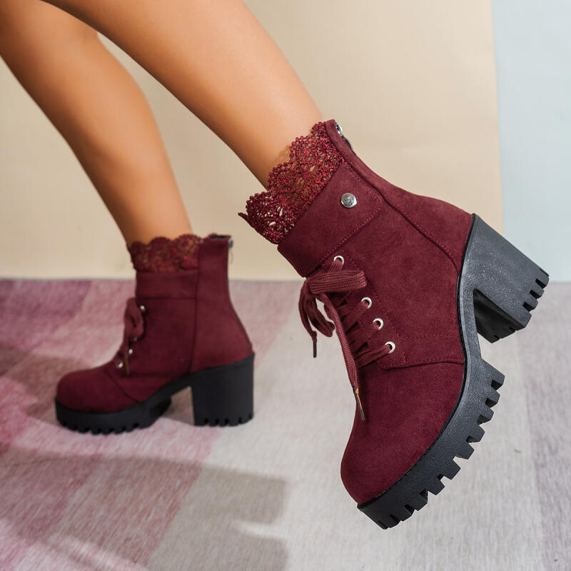 Sexy Lace Patchwork Thick Bott - Women'S Shoes Red Bottoms ulasan dan harga