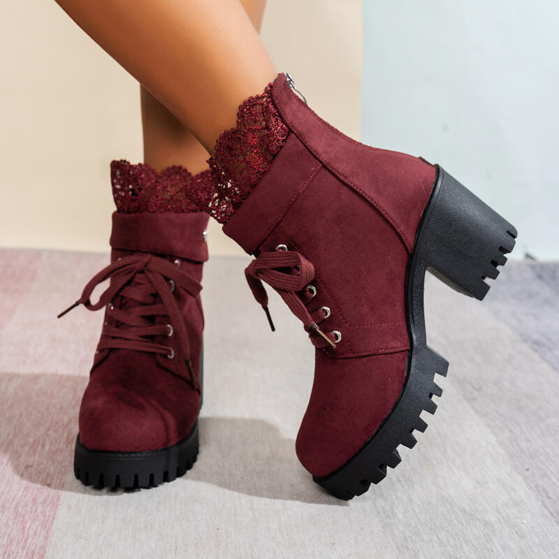 Sexy Lace Patchwork Thick Bott - Women'S Shoes Red Bottoms ulasan dan harga