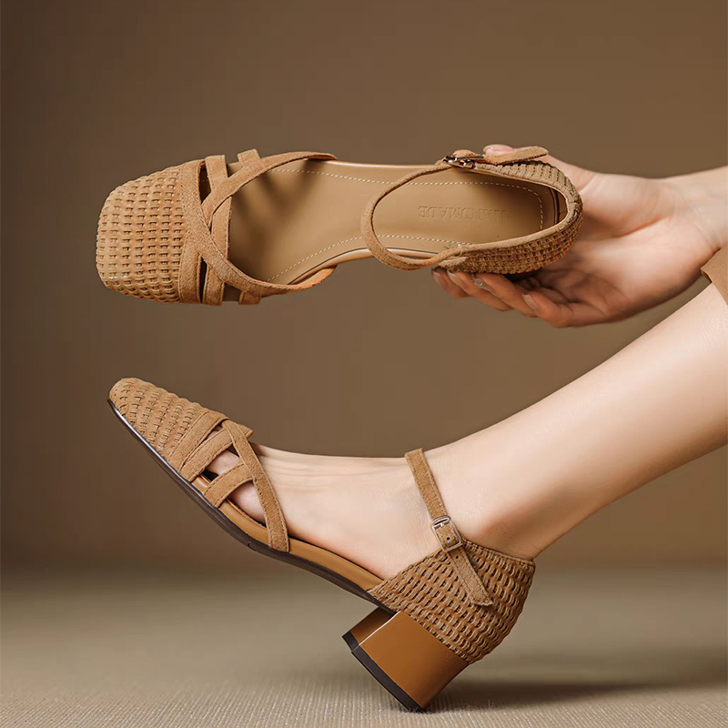Retro Weave High Heel Sandals  - Ankle Strap Heels ulasan dan harga