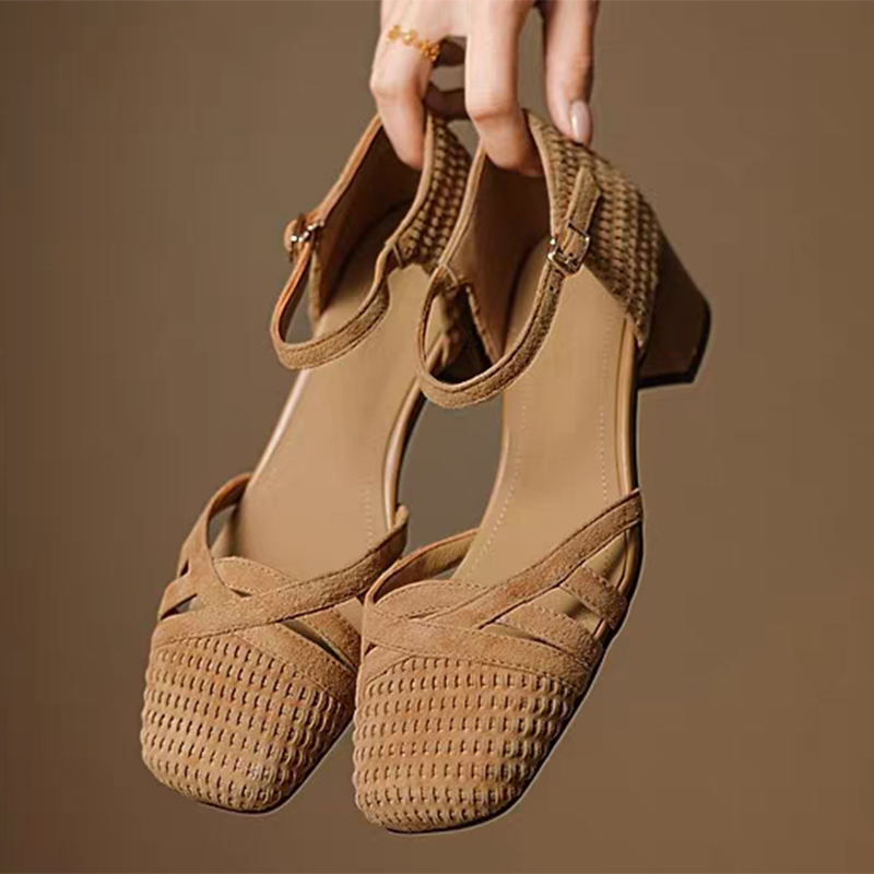 Retro Weave High Heel Sandals  - Ankle Strap Heels ulasan dan harga