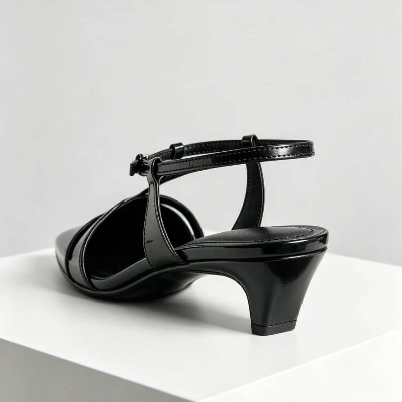 Patent Leather Kitten Heel Wom - Ankle Strap Heels ulasan dan harga